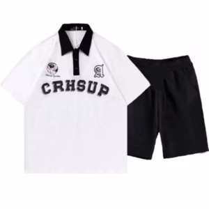 Sét Bộ Áo Polo Crh - Sup Cổ Bẻ Form Rộng + Mix Với Quần Đùi Cotton Su Cạp Chun