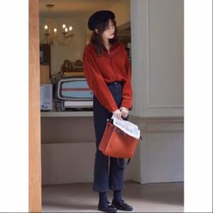 Áo Sơ Mi Dài Tay Chất Liệu Tăm Dày Dặn, Màu Đỏ Hot Trend Dành Cho Bạn Nữ Slcxa261 - Chipxinhxk