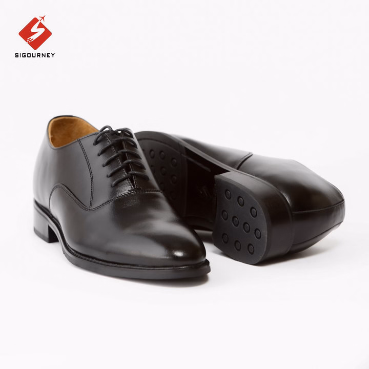 Giày Oxford Tăng Chiều Cao 6Cm Đế Phíp Cao Cấp Da Bò Nhập Khẩu Màu Đen Trơn Scc08 Bảo Hành 18 Tháng - Sigourney - Ảnh 2