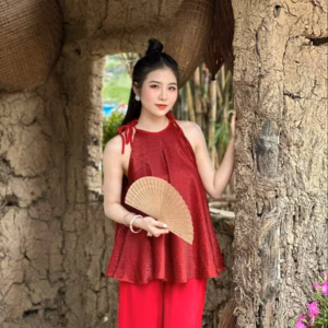 Set Áo Gấm Cổ Yếm Kèm Quần Ống Rộng Sh1000 - Sam Store