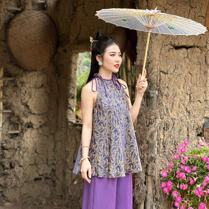 Set Áo Gấm Cổ Yếm Kèm Quần Ống Rộng Sh1000 - Sam Store - Ảnh 7