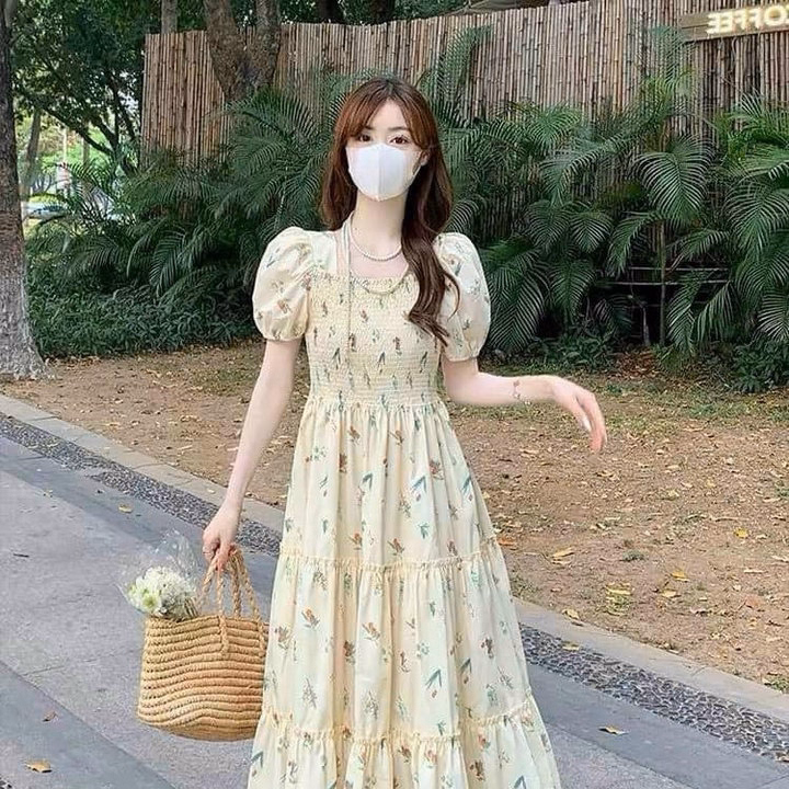 Đầm Maxi Xốp Hoa In Dập Moocking Tay Phồng Sh1155- Sam Store - Ảnh 2