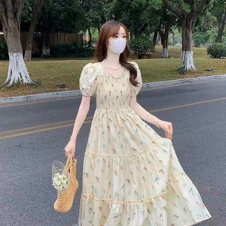 Đầm Maxi Xốp Hoa In Dập Moocking Tay Phồng Sh1155- Sam Store - Ảnh 4