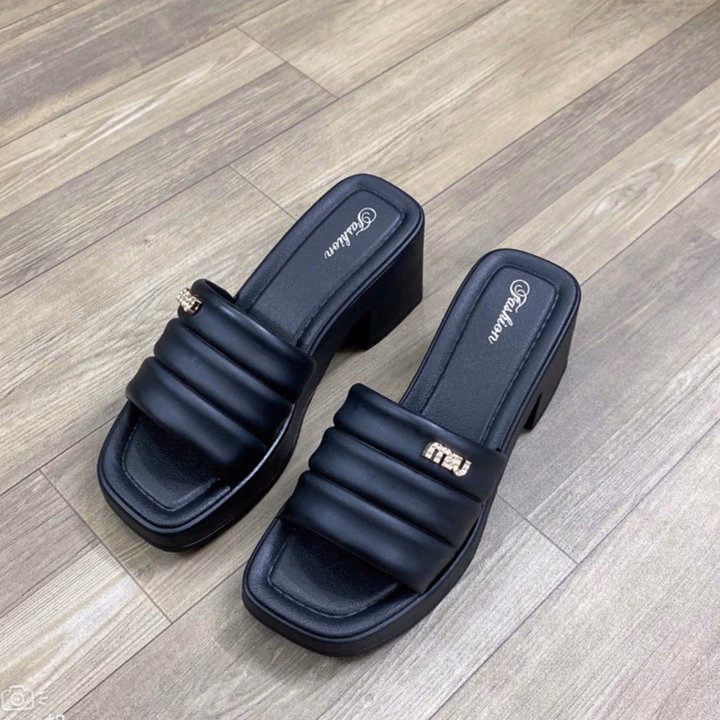 Dép Nữ Cao Cấp Quai Ngang, Đế Kiểu Cao 6 Cm, Mẫu Hót Nhất- Haanh - Ảnh 8