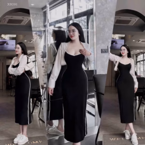 Set Đầm Body Viền 2 Dây Kèm Khoác - Lê Phương Boutique