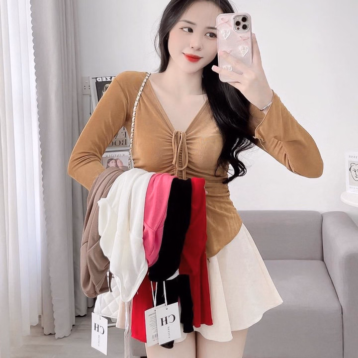 Áo Kiểu Rút Dây Tay Dài Thun Tăm Lạnh - Lê Phương Boutique - Ảnh 9
