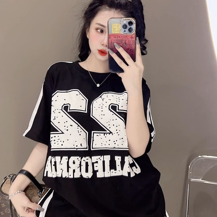 Bộ Đồ Đùi Thun Cotton Nữ In Số 22 Siêu Chất Phong Cách Thoải Mái Hot Trend - Htm Fashion - Ảnh 5