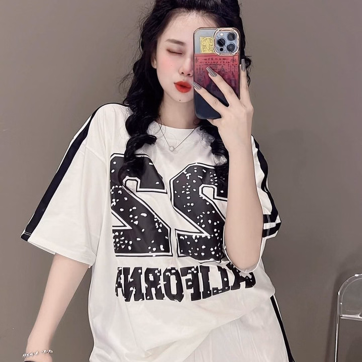 Bộ Đồ Đùi Thun Cotton Nữ In Số 22 Siêu Chất Phong Cách Thoải Mái Hot Trend - Htm Fashion - Ảnh 4
