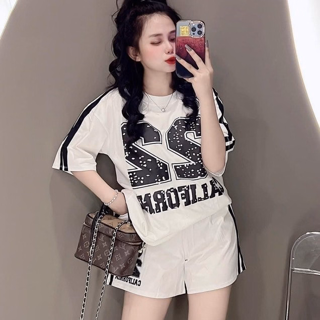 Bộ Đồ Đùi Thun Cotton Nữ In Số 22 Siêu Chất Phong Cách Thoải Mái Hot Trend - Htm Fashion - Ảnh 6