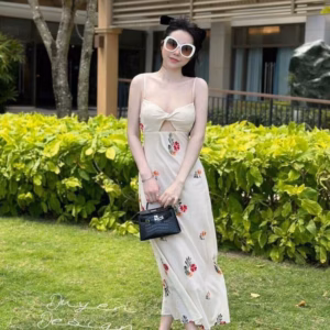 Đầm Váy Nữ 2 Dây Xoắn Ngực Lụa Hoa St655 - Sam Store