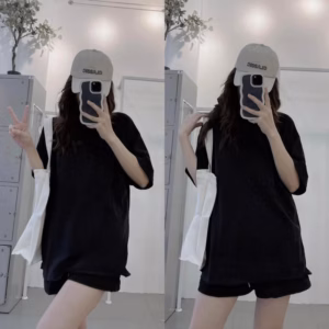 Set Bộ Nữ Áo Phông Cotton Trơn 3158 + Quần Đùi Cộc Tăm Li