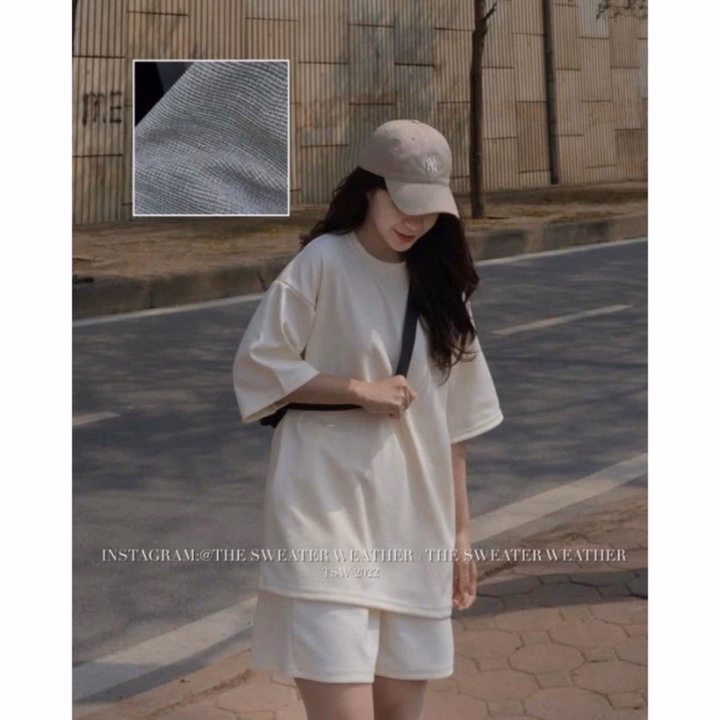 Set Bộ Nữ Áo Phông Cotton Trơn 3158 + Quần Đùi Cộc Tăm Li - Ảnh 13