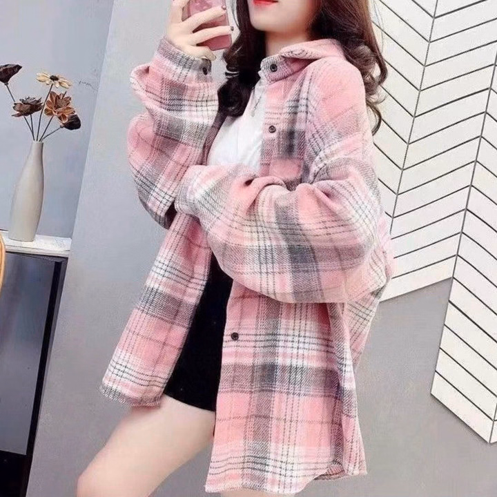 Áo Khoác Sơ Mi Caro Tay Dài Vải Kate Bố Dày Dặn Có Nít Bấm Chống Nắng Siêu Đẹp Ut88 - Golden Dream - Ảnh 4