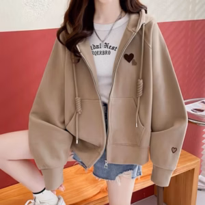 Áo Khoác Nỉ Nữ Thêu Hình Trái Tim Đôi Ngực Và Tay Nón 2 Lớp Đơn Giản Siêu Xinh Ut19 - Phương Store