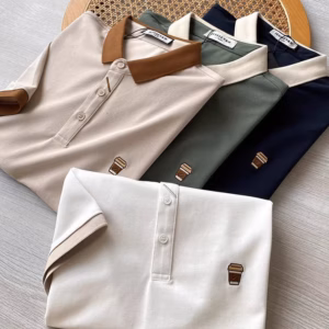 Áo Thun Cộc Tay Nam, Cổ Bẻ Mix Họa Tiết Thêu Hình Nhỏ Slcxa279 - Chipxinhxk