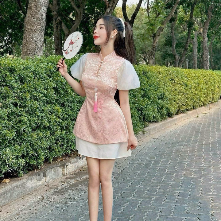 Set Bộ Áo Gấm Nút Cườm Kèm Chân Váy Tafta Có Lót Sh954- Sam Store - Ảnh 3