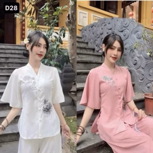 Set Bộ Đồ Bà Ba Thêu Nút Ngọc Sh1153- Sam Store