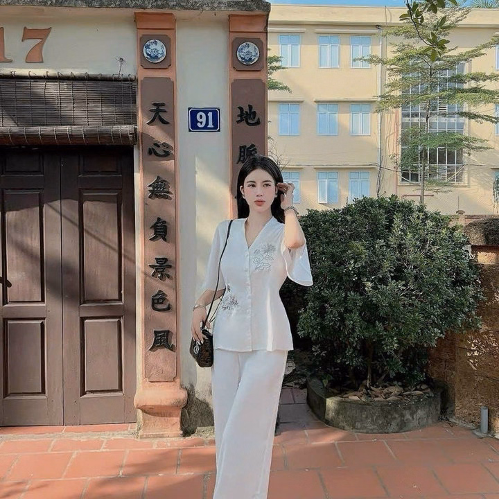 Set Bộ Đồ Bà Ba Thêu Nút Ngọc Sh1153- Sam Store - Ảnh 9