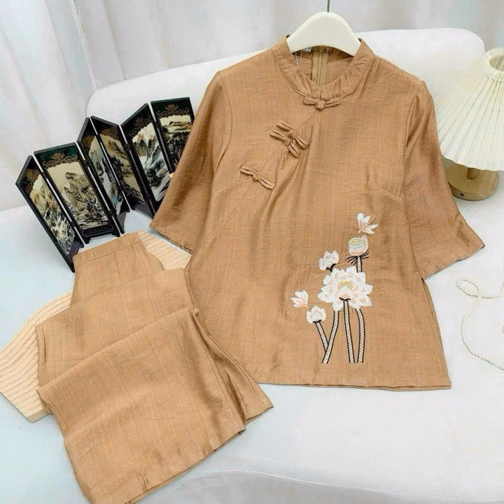 Set Bộ Bà Ba Tay Lỡ Cổ Tàu Nút Mây Thêu Hoa Sh1156- Sam Store - Ảnh 6