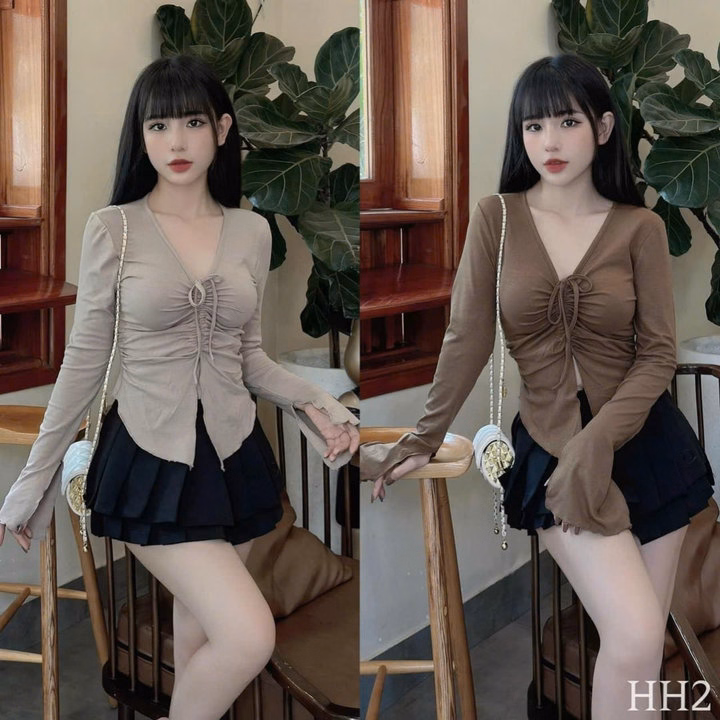 Áo Kiểu Rút Dây Tay Dài Thun Gân Tăm Lạnh Lp39384 - Lê Phương Boutique - Ảnh 4