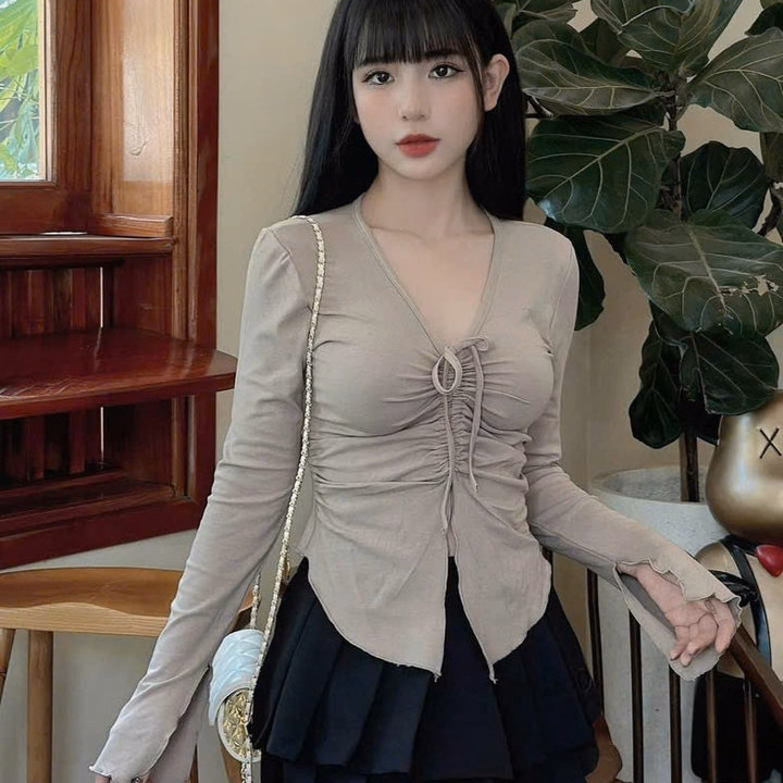 Áo Kiểu Rút Dây Tay Dài Thun Gân Tăm Lạnh Lp39384 - Lê Phương Boutique - Ảnh 3