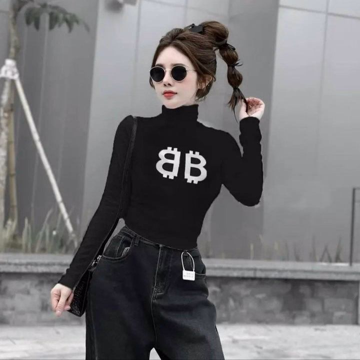 Áo Tay Dài Cổ Lọ In Bb Chất Gân Lụa Mềm Mịn Co Giãn Tốt Không Xù - Lê Phương Boutique - Ảnh 3