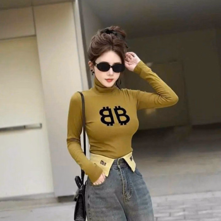 Áo Tay Dài Cổ Lọ In Bb Chất Gân Lụa Mềm Mịn Co Giãn Tốt Không Xù - Lê Phương Boutique - Ảnh 4