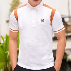 Aó Polo Cộc Tay Phối Màu Cổ Basic Thêu N Sang Trọng ,Trẻ Trung 2024