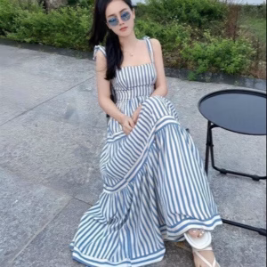 Đầm Váy Maxi Nữ Lụa Sọc 2 Dây St732- Sam Store