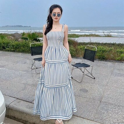 Đầm Váy Maxi Nữ Lụa Sọc 2 Dây St732- Sam Store - Ảnh 2