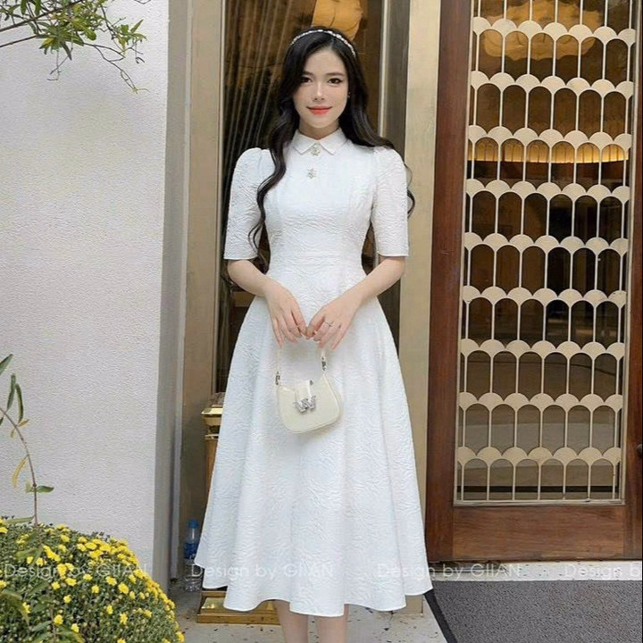 Đầm Váy Nữ Gấm Tay Lỡ Cổ Trụ Bh909-Nana House