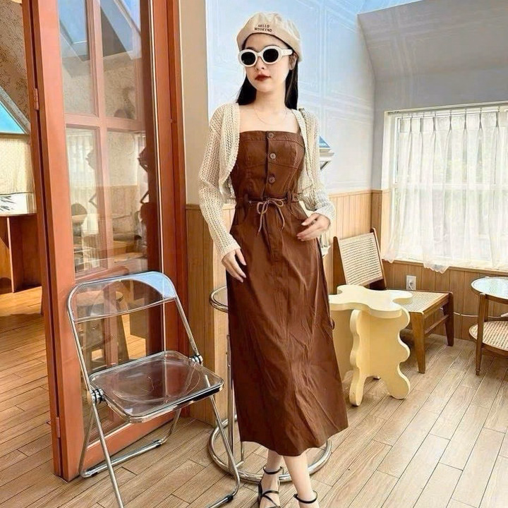 Set Áo Khoác Ren Kèm Đầm Rút Dây Eo Bh1003-Nana House