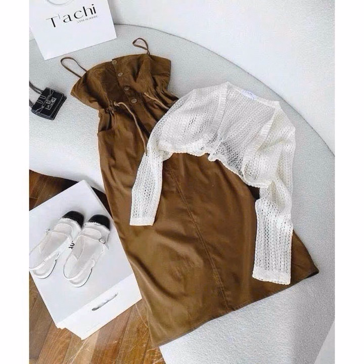 Set Áo Khoác Ren Kèm Đầm Rút Dây Eo Bh1003-Nana House - Ảnh 7
