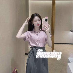 Set Áo Đũi Kèm Chân Váy Cotton Lanh(Có Lót) S27- Nana House