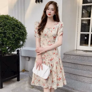 Đầm Váy Nữ Tay Phồng Chân Váy Xếp Ly Bh906- Nana House