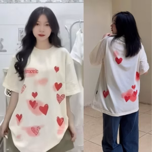 Áo Phông Trái Tim Đỏ Màu Be