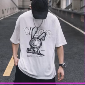 Áo Phông Form Rộng Tay Lỡ Unisex Hình Con Thỏ