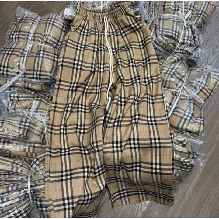 Quần Ống Rộng Kẻ Caro Mẫu Mới Màu Vàng Bò Siêu Hót - Ảnh 6