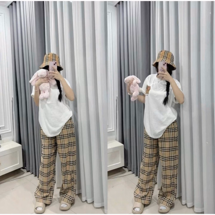 Quần Ống Rộng Kẻ Caro Mẫu Mới Màu Vàng Bò Siêu Hót - Ảnh 9