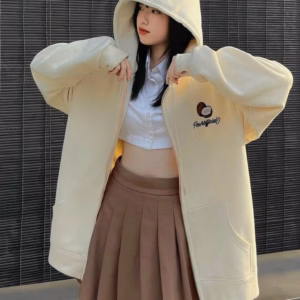 Áo Khoác Hoodie Nỉ Nữ Có Dây Kéo In Hình Trái Dừa Siêu Dễ Thương Hot Trend - Htm Fashion