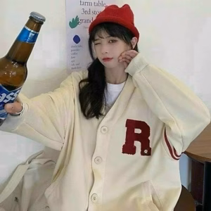 Áo Khoác Nỉ Cadigan Nam Nữ Nỉ Nút Cài Siêu Dễ Cổ Trái Tim In Chữ R Siêu Hot - Htm Fashion