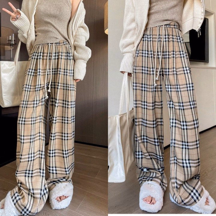 Quần Ống Rộng Kẻ Caro Mẫu Mới Màu Vàng Bò Siêu Hót