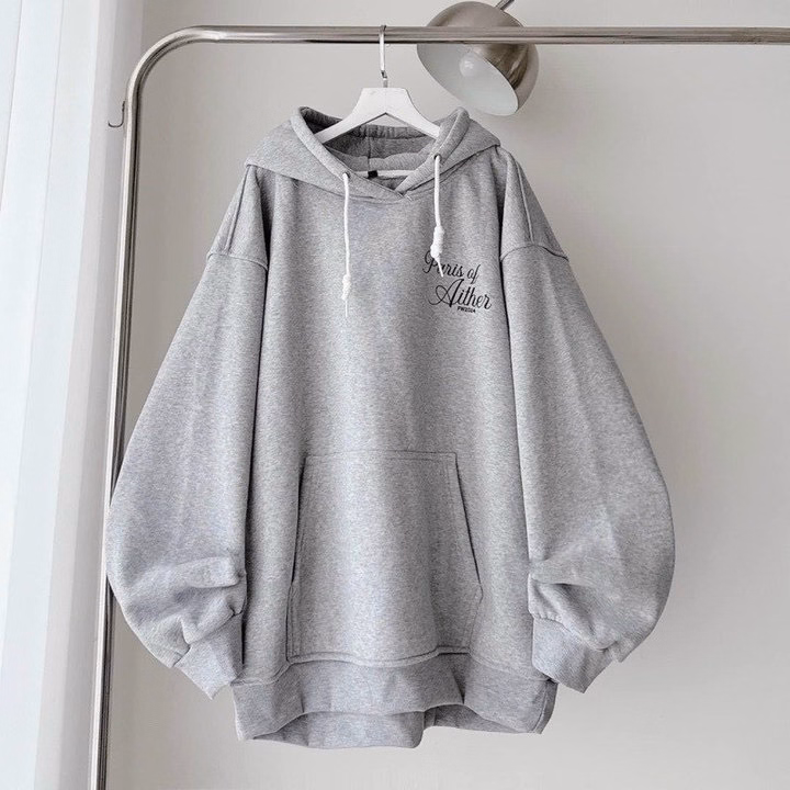 Áo Hoodie Form Rộng Unisex Vải Nỉ Ngoại In Chữ Pariss Or Aitherr Nam Nữ Đều Mặc Được Tp22 - Phương Store - Ảnh 3