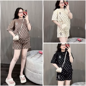 Set Bộ Nữ Chữ B Siêu Cấp 100% Chất Cotton Siêu Mát - Bộ Nữ Cộc Tay In Hình Chữ B