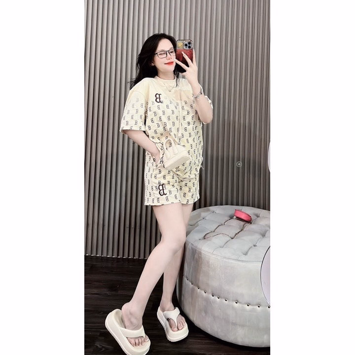 Set Bộ Nữ Chữ B Siêu Cấp 100% Chất Cotton Siêu Mát - Bộ Nữ Cộc Tay In Hình Chữ B - Ảnh 5