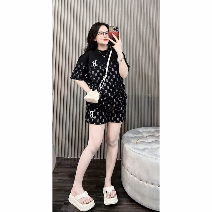 Set Bộ Nữ Chữ B Siêu Cấp 100% Chất Cotton Siêu Mát - Bộ Nữ Cộc Tay In Hình Chữ B - Ảnh 7