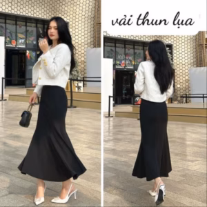 Chân Váy Đuôi Cá Dài Tôn Dáng Sang Chảnh Vải Thun Lụa - Lê Phương Boutique