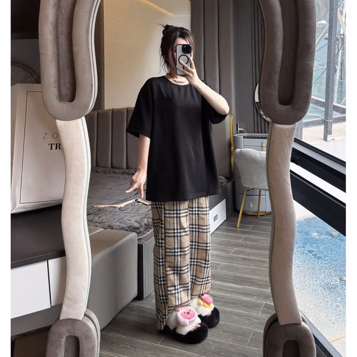 Set Quần Caro Vàng Kiểu Mới + Áo Phông Trơn - Ảnh 3