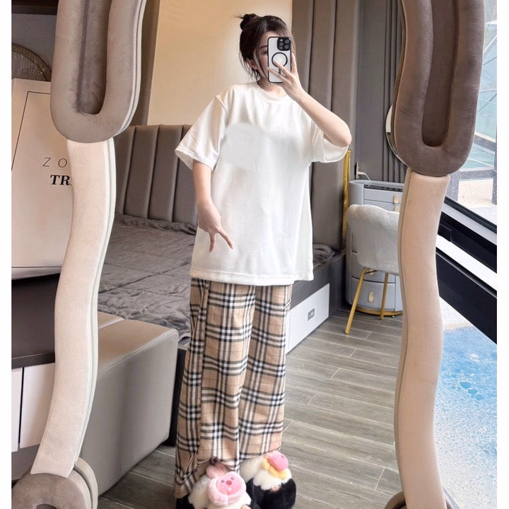 Set Quần Caro Vàng Kiểu Mới + Áo Phông Trơn - Ảnh 6