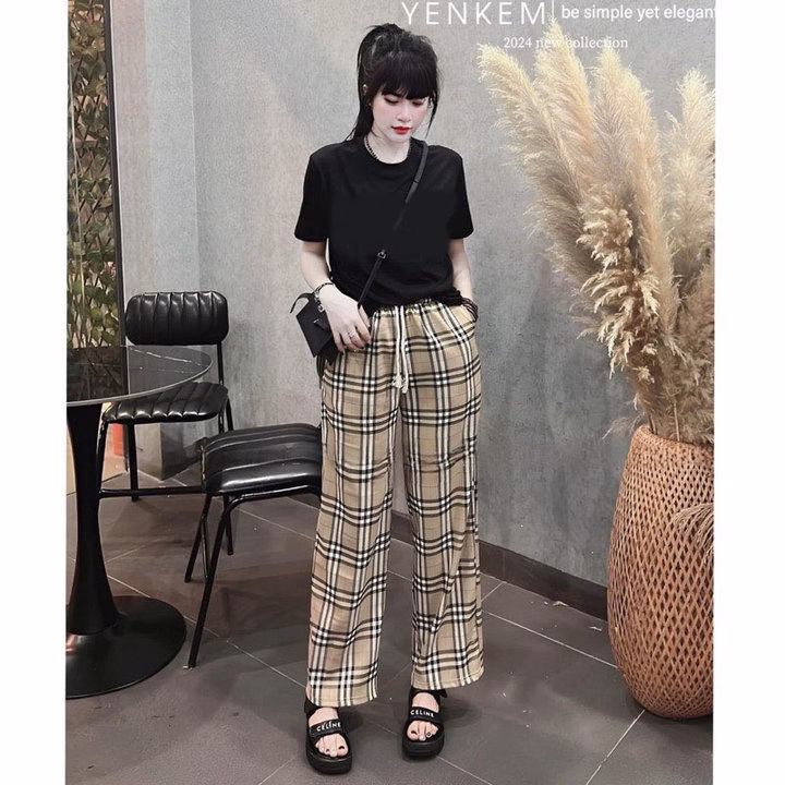 Set Quần Caro Vàng Kiểu Mới + Áo Phông Trơn - Ảnh 4